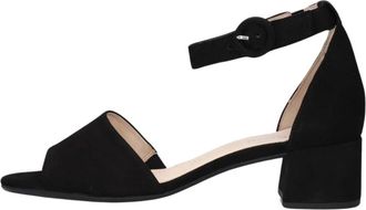 Gabor Zwarte Suede Comfort Sandalen met Enkelbandje - Dames - Sandalen met hakken - Zwart - 37 EU - Schoenen