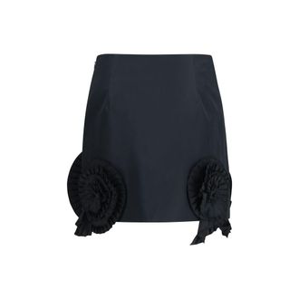 Blumarine Floral Appliqu&eacute; Crepe Mini Skirt - Black