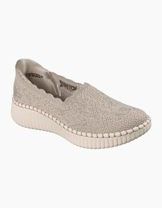 Skechers Womens Skechers Wilshire Boulevard Polyester Womens Taupe Trainers - Grey - Size: 4