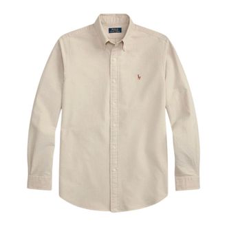Ralph Lauren Casual Shirts, male, Beige, Size: XL Iconic Oxford Custom Fit Shirt