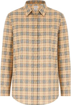 Burberry Klassiek Passend Geruit Katoenen Shirt - Dames - Overhemden - Beige - XS - Katoen - Overhemden