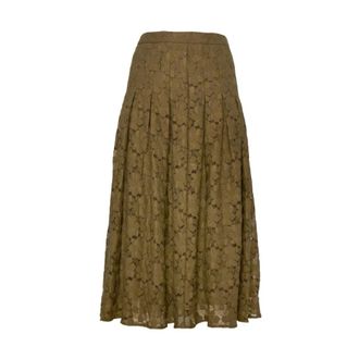 Max Mara Maxi Skirts, female, Green, Size: L Pleated Maxi Skirt