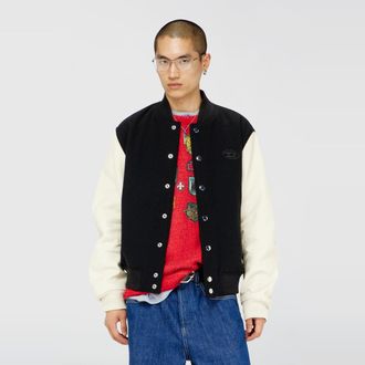 Diesel Bomber jacket in wool blend and leather - Leather jackets - Man - Multicolor
