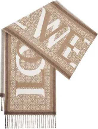 Loewe Accessoires, Dames, Beige, ONE Size, Wol, Double-Face Love Sjaal