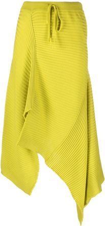 Marques Almeida asymmetric merino midi skirt - women - Merino - L - Green