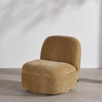Maisons du monde Sillón giratorio aterciopelado verde oliva