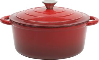 Gibson Home Addlestone 5 Quart Enameled Cast Iron Dutch Oven with Lid in Red