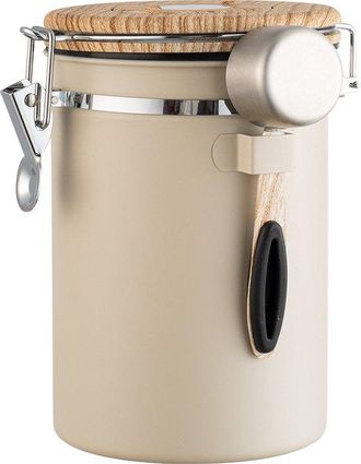 OEM Bote Para Caf&eacute; - Contenedor Para Almacenar Caf&eacute; - 1,8 L - Recipiente Herm&eacute;tico Con V&aacute;lvula De Co2 - Aspecto De Madera - Apto Para Caf&eacute;, Granos De Caf&eacute;