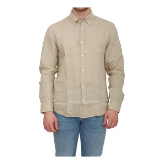 HUGO BOSS H-Liam-Bd-E-C1-261 Shirt - Heren - Casual Overhemden - Beige - 3XL - Linnen - Overhemden