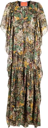 La DoubleJ ruffled jacquard maxi dress - women - Silk/Metallic Fibre - M - Gold