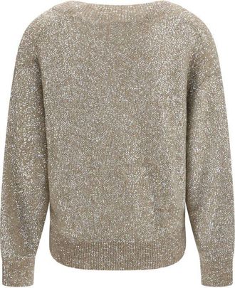 Brunello Cucinelli Sequined Mohair-Blend Sweater - Beige