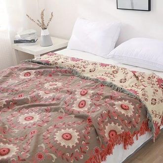 No Brand Manta Bohemia Ultrasuave 100% Algod&oacute;n, 150x200 Cm, Transpirable, Para Todas Las Estaciones, Para Sof&aacute; Cama, Coj&iacute;n Decorativo Ligero Para Perros Estilo