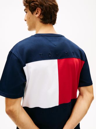 Tommy Hilfiger T-Shirt TOMMY HILFIGER FLAG, Herren, Gr. XXL, carbon navy, Single Jersey, Obermaterial: 100% Baumwolle, unifarben, regular fit normal, Rundhals, einge