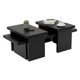 Dmora Dmora - Mesa De Caf&eacute; Amarantha, Mesa De Centro Baja, Revistero Para Sof&aacute;, Estante De La Sala De Estar, 110x45 H42 Cm, Negro