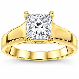 Pompeii3 1 CT Princess Cut Diamond Solitaire Engagement Ring 14k Yellow Gold
