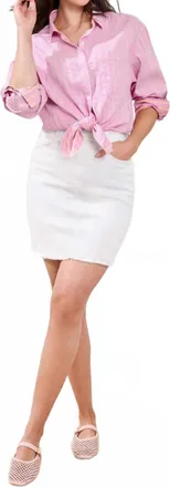 Tribal Pull On Boundless Stretch Denim Skirt In White