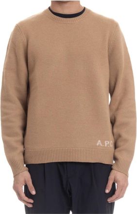 A.P.C. Edward Crewneck Sweater - Heren - Ronde hals truien - Bruin - XL - Wol - Truien & Vesten