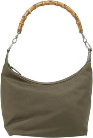 Gucci Pre-owned Shoulder Bags, female, Green, Size: ONE SIZE Pre-owned Nylon Shoulder Bag