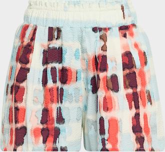 Silvia Tcherassi Giorgio Printed Cotton-Stretch Pull-On Shorts