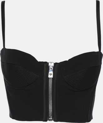 Versace Black Crepe Crop Tank Top