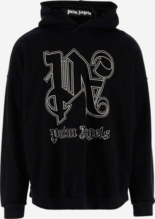 Palm Angels Black Monogram Logo Hoodie