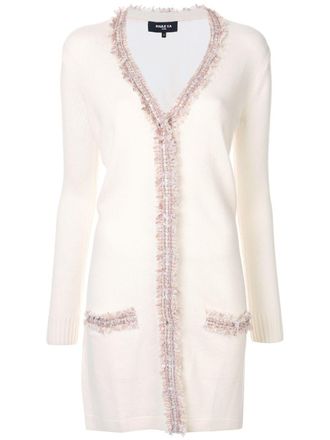 Paule Ka fringed long cardigan - White