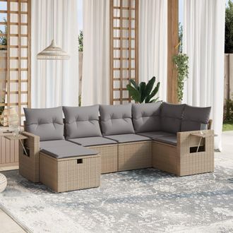 vidaXL Vidaxl - Juego De Sof&aacute;s Jard&iacute;n Con Cojines Beige Mezcla 6 Pzas Rat&aacute;n Pe