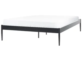 Beliani Beliani - Letto Matrimoniale Con Rete A Doghe In Metallo Nero 140 X 200 Cm Vaurs