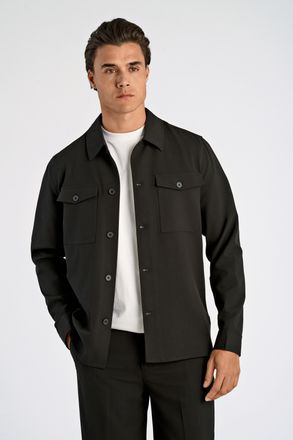 Lindbergh Hemdjacke LINDBERGH, Herren, Gr. XXL, schwarz, Web, Obermaterial: 65% Polyester, 31% Viskose, 4% Elasthan, unifarben, l&auml;ssig geschnitten h&uuml;ftbedeckend