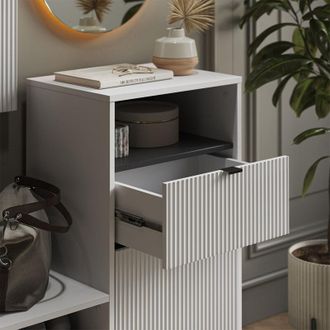 Vicco Banco Para Zapatos Eliza, Blanco, 100 X 98.5 Cm Con Puerta Y Caj&oacute;n, Vicco