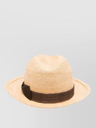 Borsalino federico raffia hat ribbon trim brim
