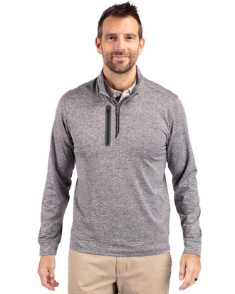 Cutter & Buck Stealth Heathered Quarter Zip Mens Pullover Jacket