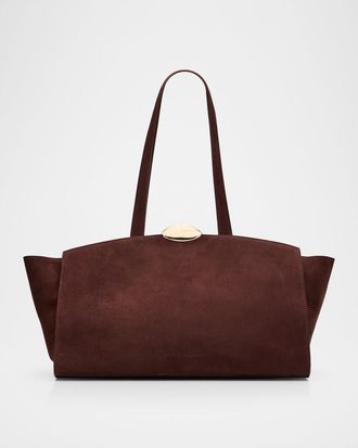 Benedetta Bruzziches Serena Curved Nubuck Leather Shoulder Bag