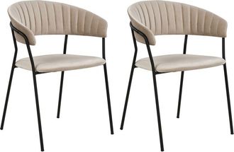 Beliani Conjunto De 2 Sillas De Terciopelo Gris Pardo Negro Respaldo Curvo Mariposa