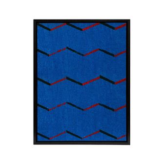 Artery8 Red Blue Zig Zag Textile Pattern Framed Canvas Wall Art Print Korin | Size: W24 x H32