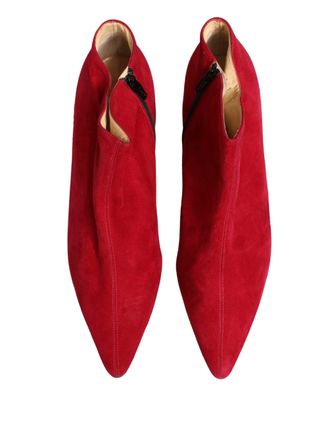 Dolce & Gabbana Womens Red Suede Ankle Boots Shoes