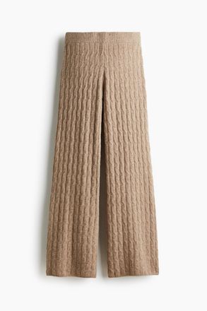 H&M Hose in Zopfstrick - Dunkelbeigemeliert