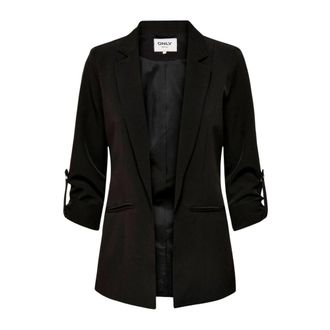 Only Only - Blazer met driekwartmouwen en reverskraag - Dames - Jassen - Zwart - Maat: 4XS Poliester