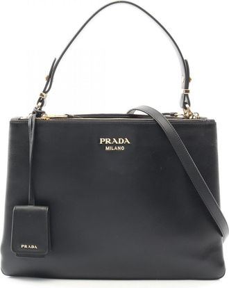 Prada Black Leather Handbag Tote Bag (Pre-Owned)