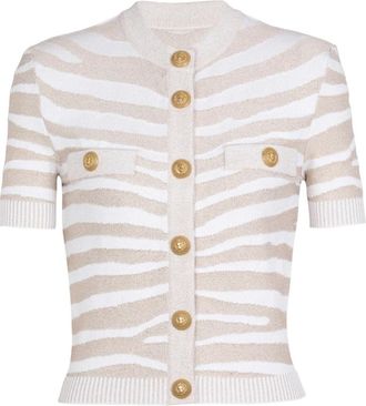 Balmain Zebra gebreide vest - Dames - Vesten - Veelkleurig - S - Polyester - Truien & Vesten