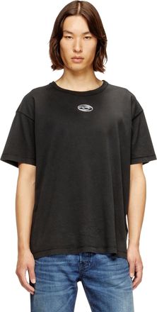 Diesel Light cotton T-shirt with metallic Oval D logo - T-Shirts - Man - Black