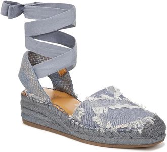 Franco Sarto Britney Sandal Womens Blue Wrap Around Ankle Espadrille RHS8347