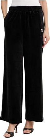 Karl Lagerfeld Broeken, Dames, Zwart, S, Polyester, Ikon Fluweel Trainingsbroek