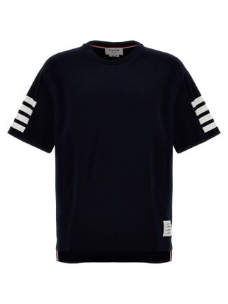 Thom Browne 4 Bar T Shirt Blu-Uomo