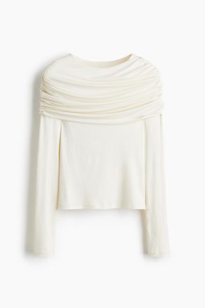 H&M Drapiertes Jerseytop - Cremefarben