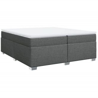 vidaXL Cama Box Spring Con Colch&oacute;n Tela Gris Oscuro 200x200 Cm Vidaxl