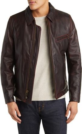 Schott NYC Waxy Cowhide Leather Mechanics Jacket in Brandy at Nordstrom, Size Xx-Large