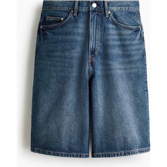H&M Baggy Denim Shorts in Denim Blue at Nordstrom, Size 32