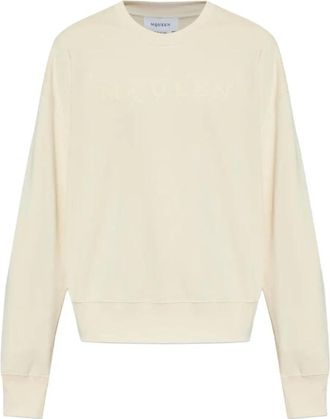 Alexander McQueen Hoodies & sweatvesten, Heren, Beige, M, Wol, Gebreide wollen trui