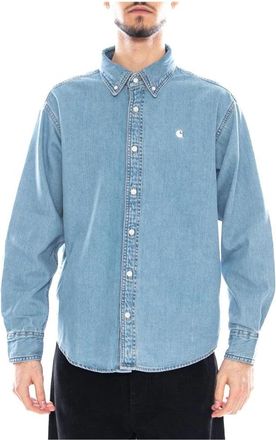 Carhartt Work in Progress L/S Lucas Shirt - Heren - Spijkeroverhemden - Blauw - M - Katoen - Overhemden